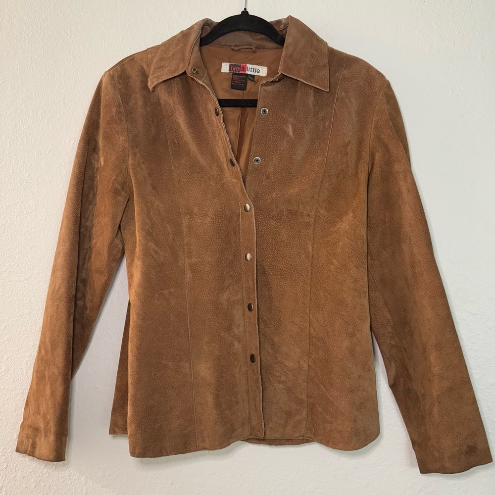 Vintage Live a Little Genuine Leather Shirt Jacket - Picture 2 of 15